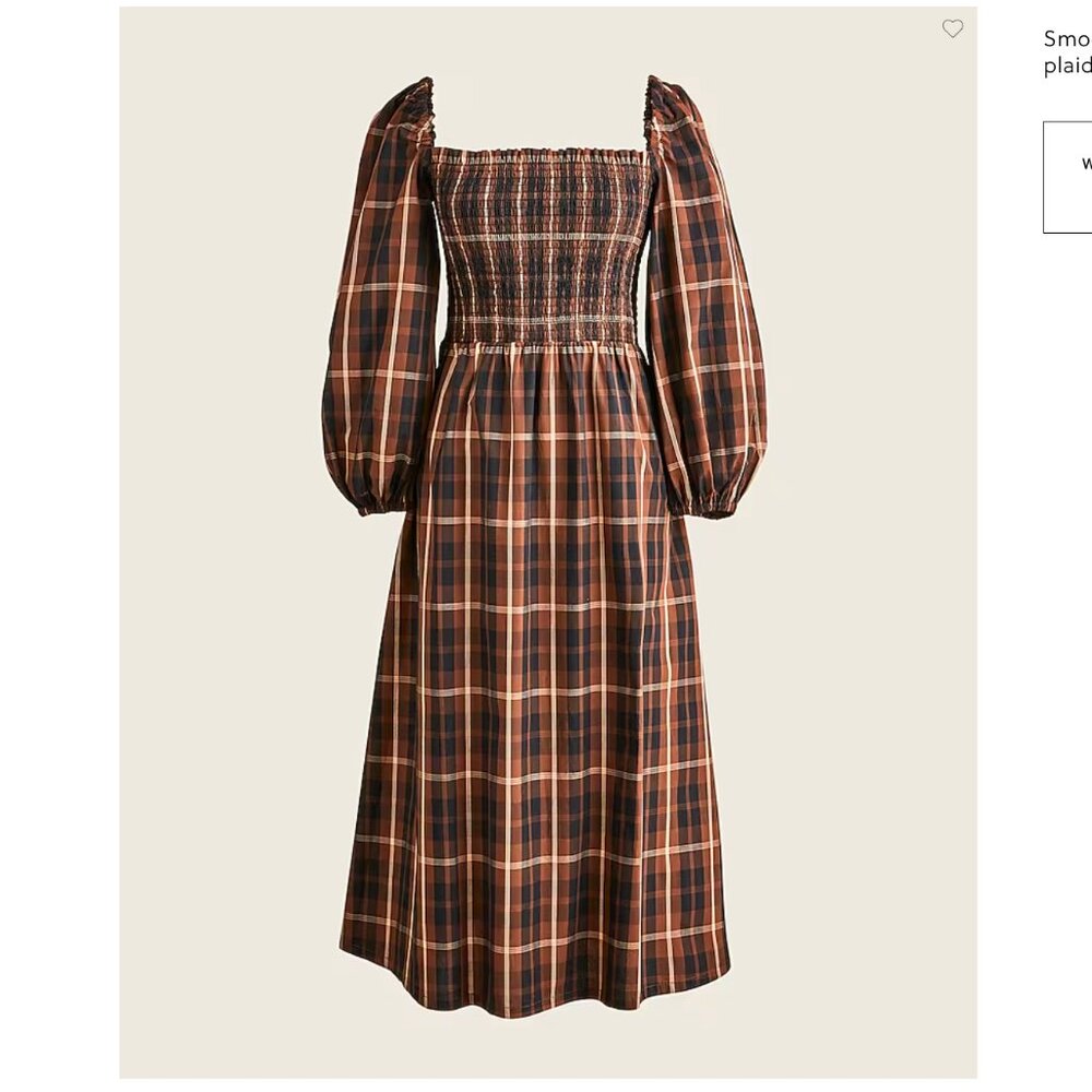 Excellent used condition J Crew plaid smocked midi dress in Friday Plaid